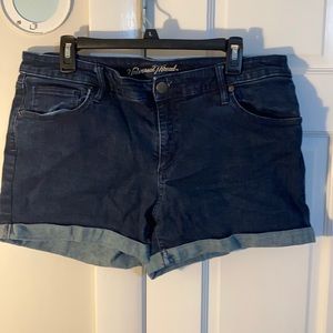 Denim stretch shorts.